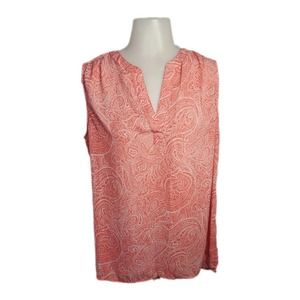 Chaus New York red/white paisley sleeveless blouse sz medium